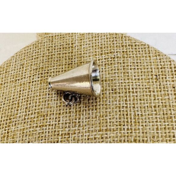 Sterling Silver Cheerleader Megaphone Charm Pendant Vintage 3/4" Dana Engraved - Picture 2 of 10